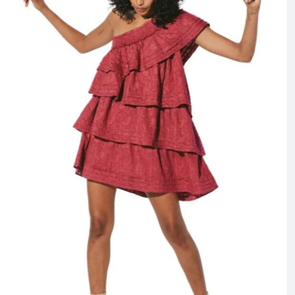 Cleobella Red One-Shoulder Ruffle Dress - Picture 2 of 5